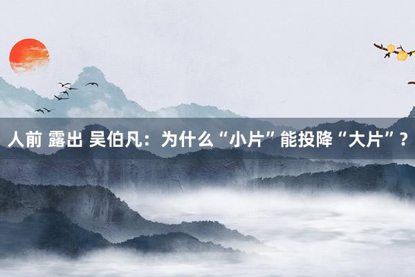 人前 露出 吴伯凡：为什么“小片”能投降“大片”？